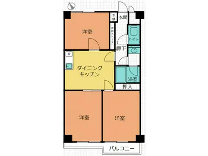 ライオンズマンション万世町(2LDK/5階)の間取り写真