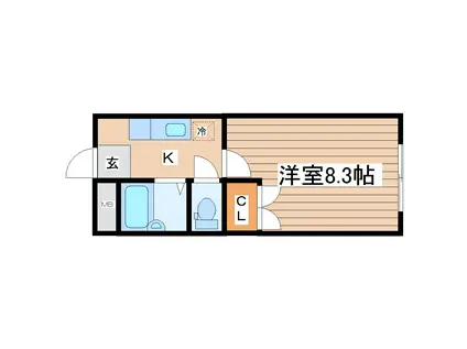 シャンテ小松島(1K/1階)の間取り写真