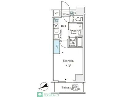 クオリタス水天宮前(1K/6階)の間取り写真