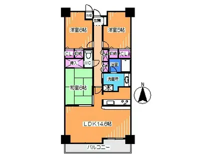 ファミールハイツなかもず(3LDK/3階)の間取り写真