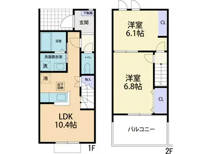 BRILLIO A(2LDK/1階)の間取り写真