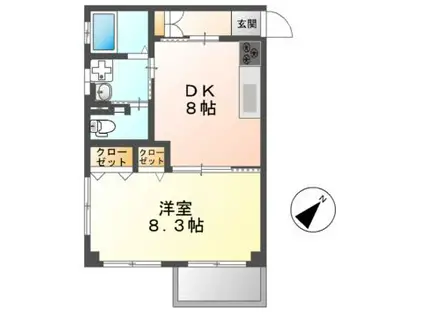 篠原歯科ビル(1DK/4階)の間取り写真