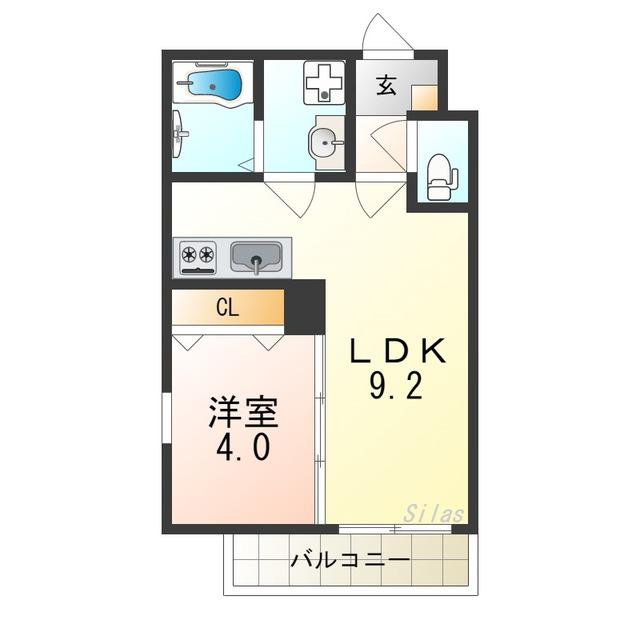 ジーメゾン泉大津ベルビュー(1LDK/3階)の間取り写真