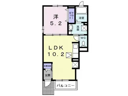 プリムラ・カーサ(1LDK/1階)の間取り写真