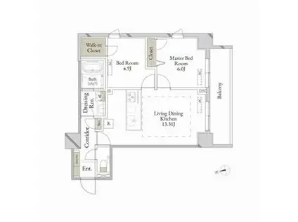 ピエモンテ三軒茶屋(2LDK/4階)の間取り写真