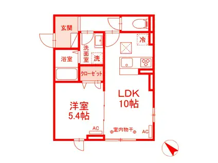 GRAND湘南 B棟(1LDK/3階)の間取り写真