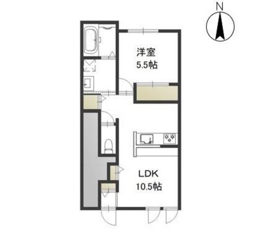 GRATIA(1LDK/1階)の間取り写真