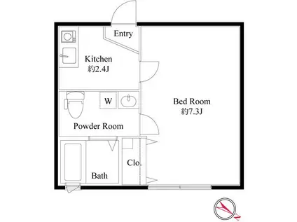 ベルウッド小田原(1K/1階)の間取り写真