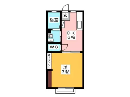 金貴ハイツ(1DK/1階)の間取り写真