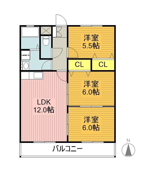 シンシアII(3LDK/3階)の間取り写真
