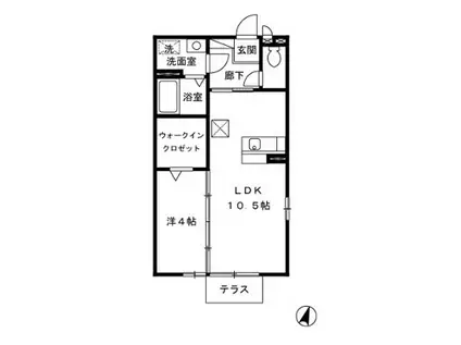 メゾンドフルール(1LDK/1階)の間取り写真