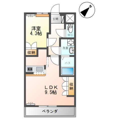 ローズハート(1LDK/1階)の間取り写真