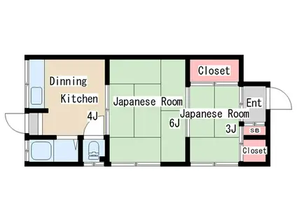 二葉町9丁目アパート(2DK/1階)の間取り写真