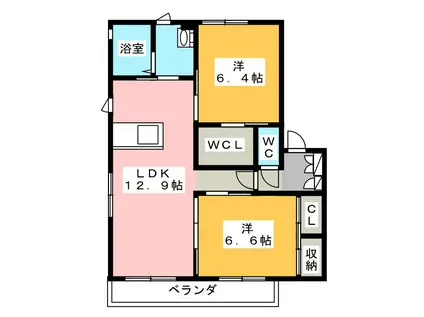 コンフォート(2LDK/1階)の間取り写真