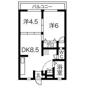 加藤ビル(2DK/1階)の間取り写真