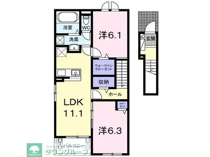 フリージア(2LDK/2階)の間取り写真
