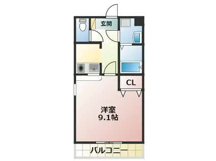 ドリームボックス(1K/2階)の間取り写真