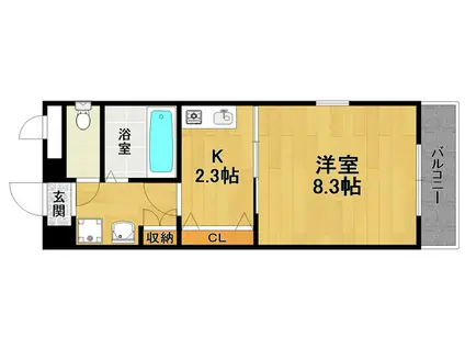 ルミエール千僧(1K/1階)の間取り写真