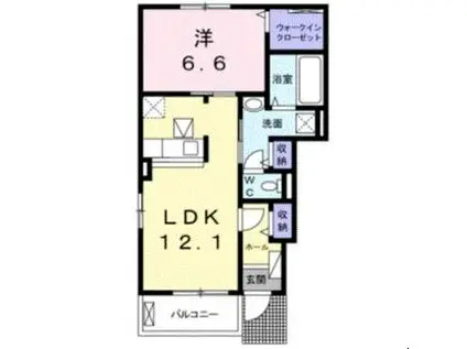 グレイス・ヴィラII(1LDK/1階)の間取り写真