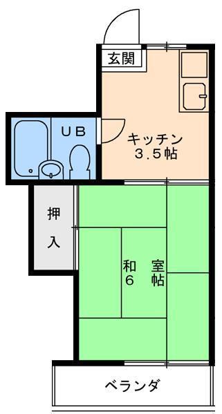 コーポ中島(1K/2階)の間取り写真