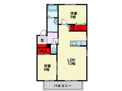 エトワールI (2LDK/2階)の間取り写真