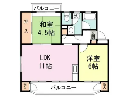 第一すずしろマンション(2LDK/3階)の間取り写真