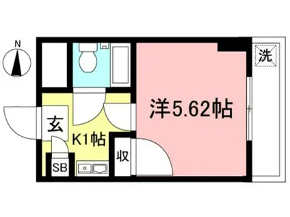 ジュネス木田(1K/3階)の間取り写真