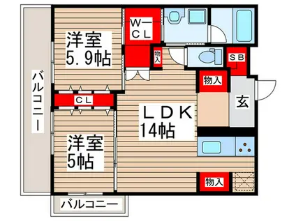 ART RESIDENCE IN MISATO CHUO(2LDK/2階)の間取り写真