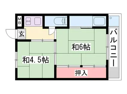 ビレッジハウス朝日ヶ丘(2K/4階)の間取り写真