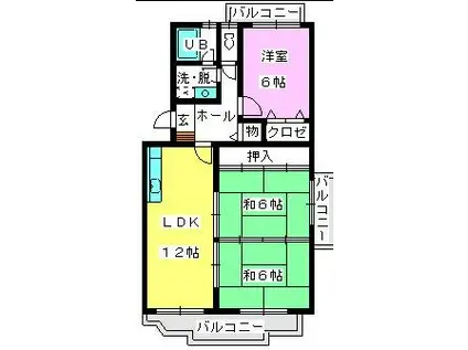 レジデンス渡邊II(3LDK/3階)の間取り写真