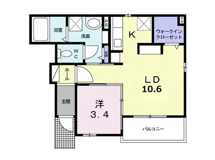 ラシアII(1LDK/1階)の間取り写真