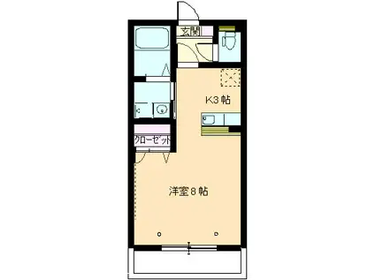 YCN山口 I(ワンルーム/2階)の間取り写真