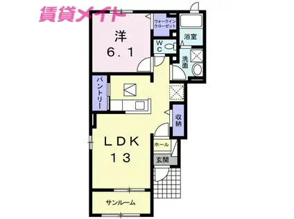 ブライハイドゥ(1LDK/1階)の間取り写真