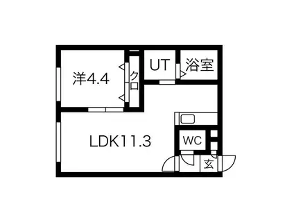 レジデンス南郷通16丁目北 B(1LDK/4階)の間取り写真