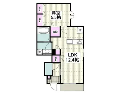 MAISON DE BLEU(1LDK/1階)の間取り写真