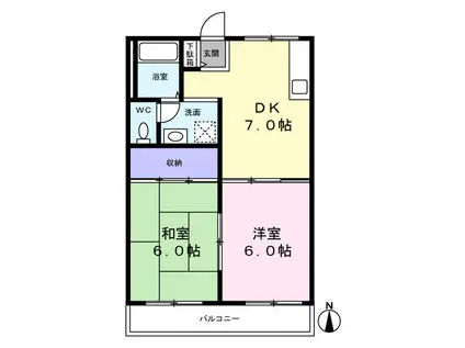 旭コーポラス(2DK/1階)の間取り写真