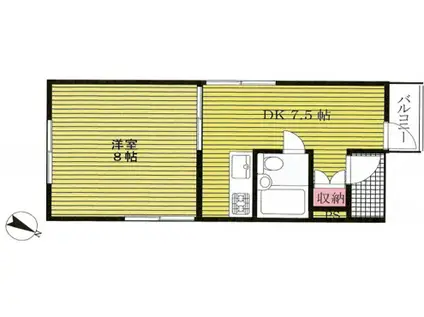 結城ビル(1DK/4階)の間取り写真