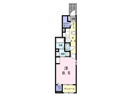 ハピネス ビレッジ(1K/1階)の間取り写真