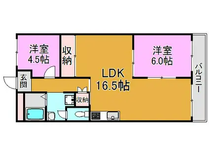 ドルミ・ムラオ(2LDK/1階)の間取り写真