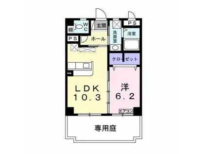 サウスゼファー(1LDK/1階)の間取り写真
