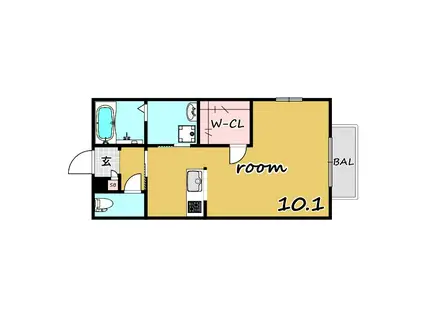 フィオーレ(ワンルーム/2階)の間取り写真