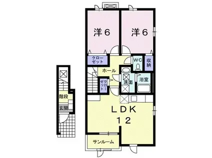 ベイサイドヒルズ(2LDK/2階)の間取り写真