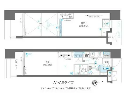 ZOOM麻布十番 ズーム麻布十番(1K/2階)の間取り写真