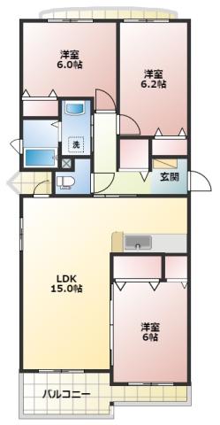 シャルマンIII(3LDK/4階)の間取り写真