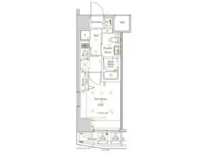 ログ横浜駅東(1K/1階)の間取り写真