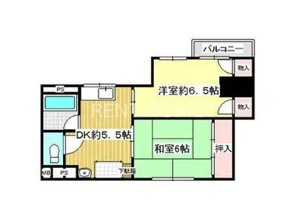 シティー八尾(2DK/6階)の間取り写真