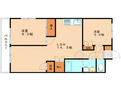 シャトレーゼ熊本(2LDK/3階)の間取り写真