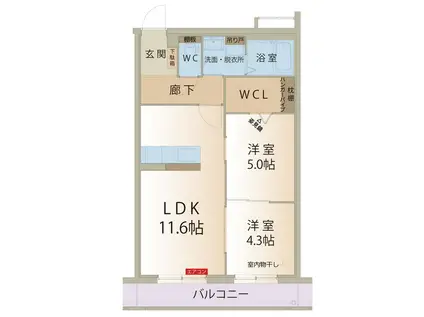 アーバンコート尾西(2LDK/1階)の間取り写真