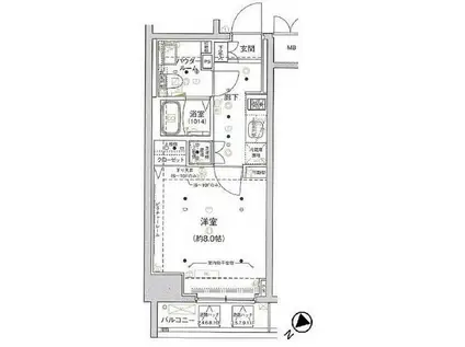 アルテシモプリマ(1K/6階)の間取り写真