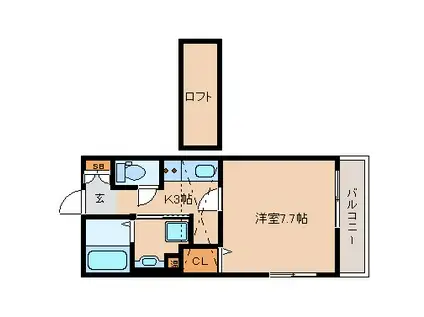 KTIレジデンス武庫川1(ワンルーム/2階)の間取り写真